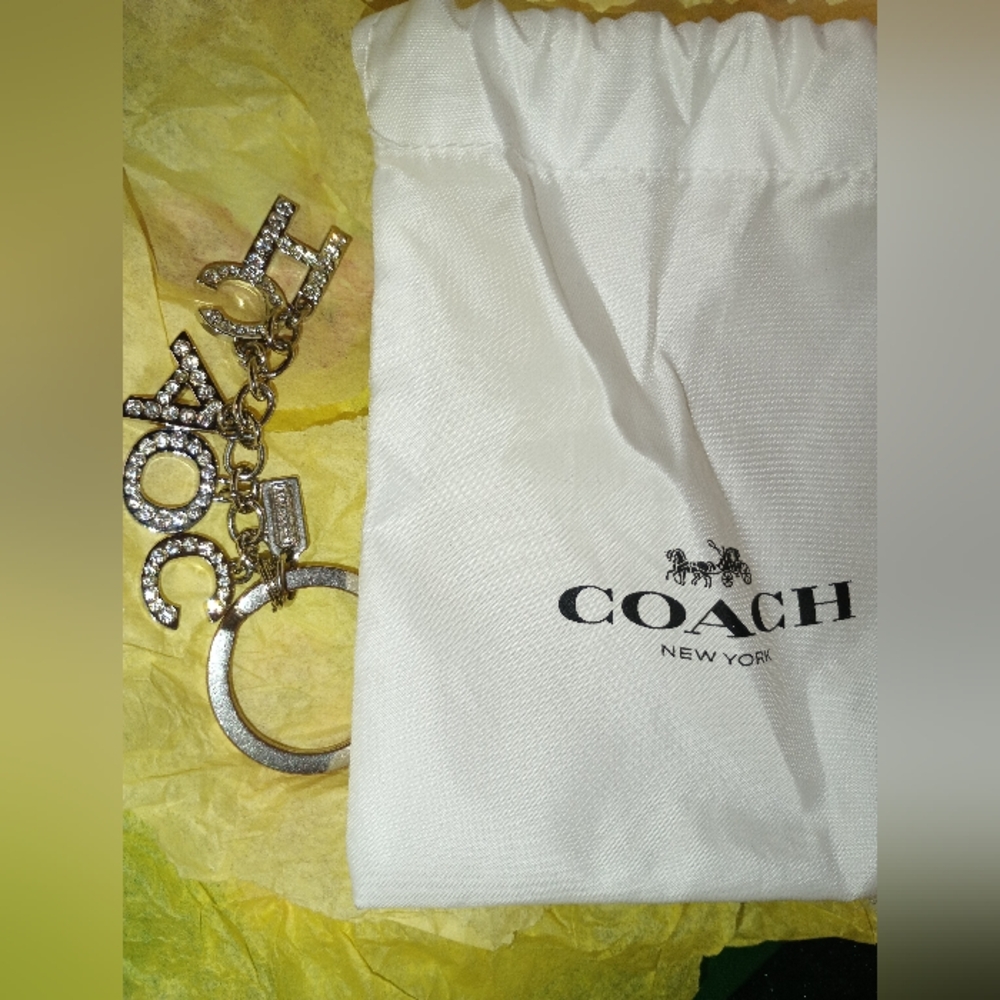 Coach Rare Crystal Pave Silver Rhinestone Keychain - Picture 5 of 16